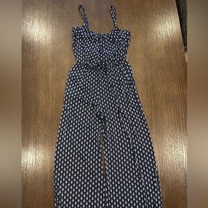 Kaileigh Navy and White Printed Sleeveless Wide-Leg Jumpsuit